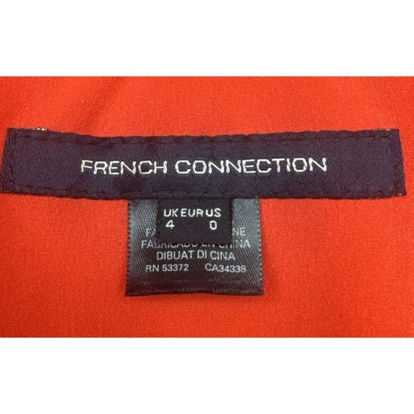 French Connection Aimee Verona Hibiscus & White Drape Front Split Midi Dress -0 - Picture 11 of 13